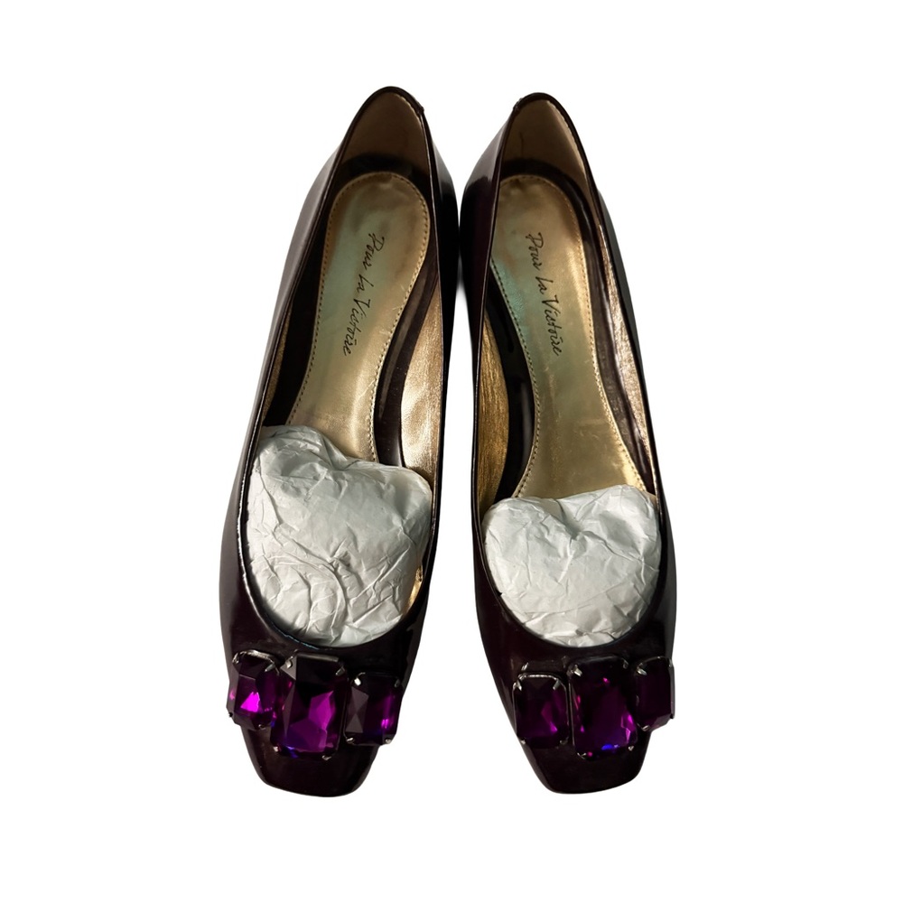 POUR LA VICTORIE Deep Purple, Embellished Jewelled Ballet Flats Size 6.5 M - Picture 3 of 8